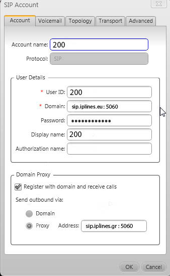 X-Lite account settings