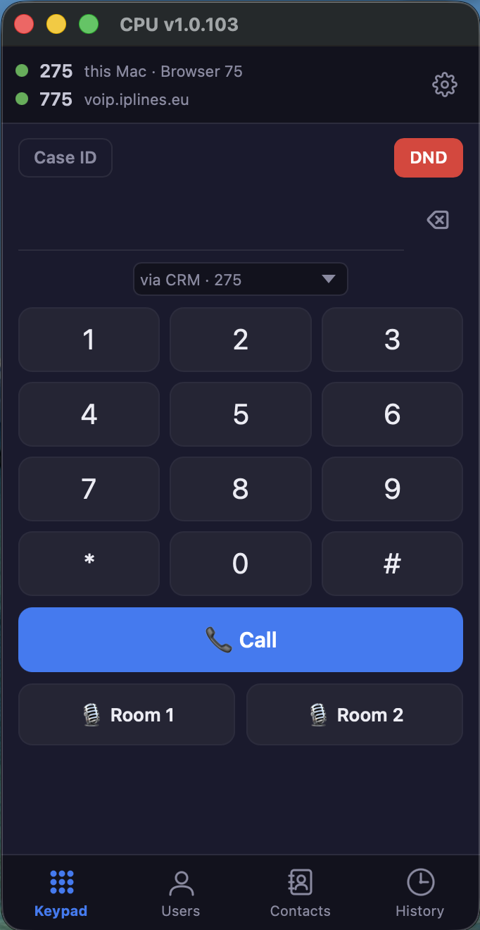 CPU Phone keypad on Mac
